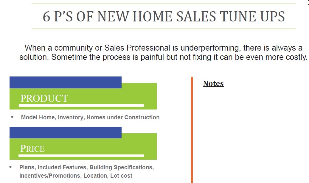 6 P’s of New Home Sales Tune Ups
