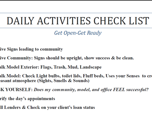 Daily Activity Check List