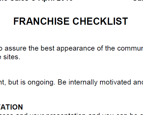 Franchise Checklist